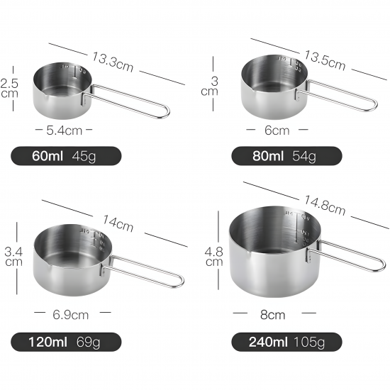 Stainless Steel Measuring Cups Set – 4 Pieces